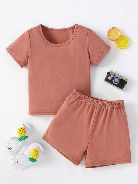 

baby solid tee & shorts she01, White