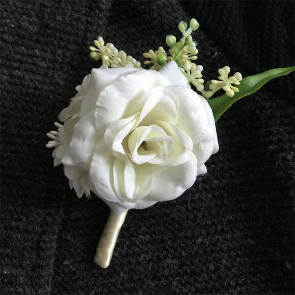 

2color man wedding boutonniere groom godfather pin brooch corsage suit flower accessories for party supplies simulation decorative flowers &