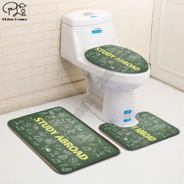 

text pattern 3d printed bathroom pedestal rug lid toilet cover bath mat set drop style-3 seat covers