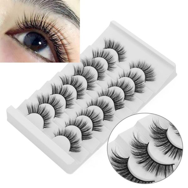 

mink hair false eyelashes 8 pairs full volume thick multilayered effect handmade messy lash extension woman eye makeup tools