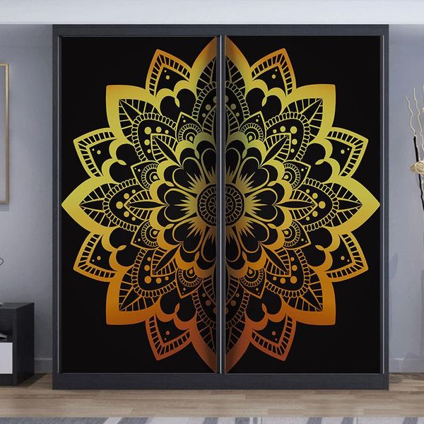 

wall stickers 2pcs/set muslim gold mandala pattern diy door art mural sticker home decor bedroom living waterproof pvc wallpaper