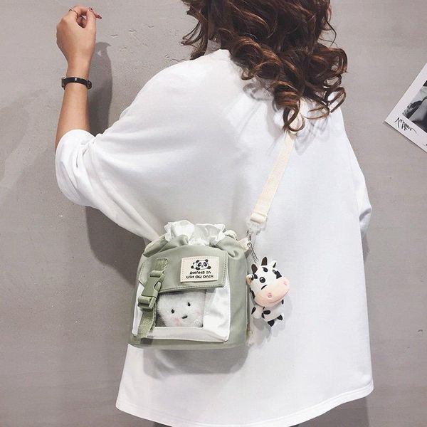 

cloth trade of 2021 shoulder messenger foreign new bag drawstring version nylon korean color hit bucket female edkjl