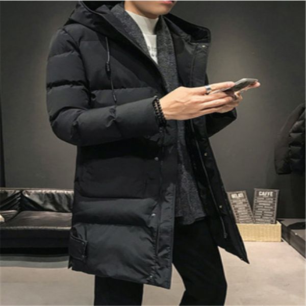 

men's winter windbreaker, duck down et, medium length hoodie, Black