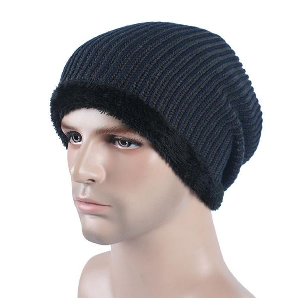 

hats, scarves & gloves sets winter knitted hat cashmere wool cap outdoor windproof ski warm double sides pure color feather man, Blue;gray