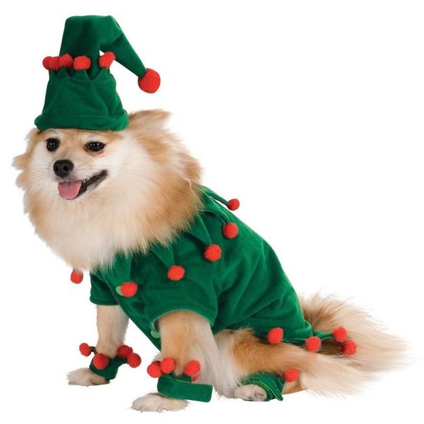 

dog apparel pet clothes autumn winter models plus velvet thick four-legged stage show funny elf costume cat role-playing