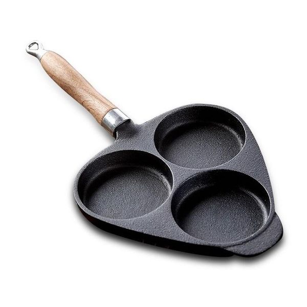 

pans cast iron non-stick pan three-hole egg hamburger uncoated cooking pots and set