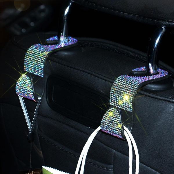 

hook hanger sparkle diamond-studded car seatback hooks shiny crystal headrest bag holder pink