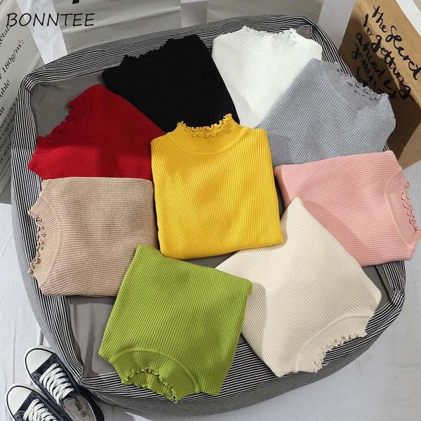 

women's sweaters pullovers women o-neck solid colorful slim fashion soft all-match simple leisure autumn korean style warm long sleeve, White;black