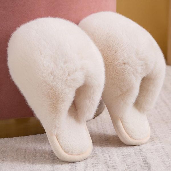 

winter indoor slippers warm plush home shoes ladies women female women's flat 2021, Black