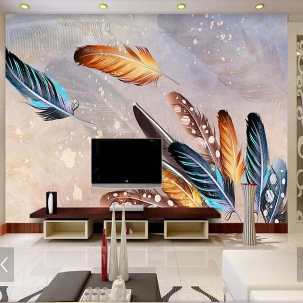 

wallpapers modern peacock feather embossed mural for living room 3d printed po wallpaper murals fashion wall paper rolls custom size