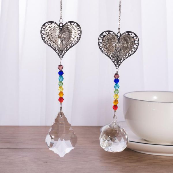 

metal heart chakra rainbow window hanging chandelier prisms suncatcher handcrafted glass pendant farmhouse home decor decorative objects & f