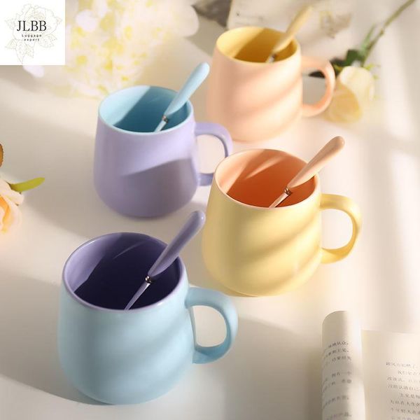 

mugs nordic ins wind creative mark cup with a spoon into milk matte color coffee contracted ceramic water glass