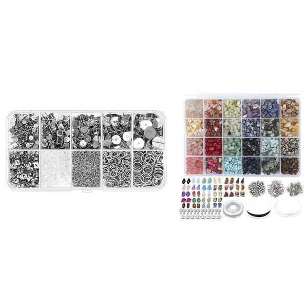 

other home decor 1650pcs earring posts and backs,earring making supplies & 1 set irregular gemstone bead kit with spacer beads