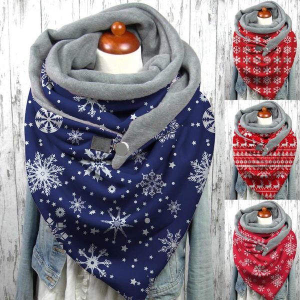 

ins 2021 fashion winter women scarf christmas print button soft wrap casual warm scarves shawls sell, Blue;gray