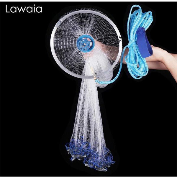 

lawaia monofilament nylon fishing net aluminum ring style hand throw nets with iron pendant landing size 240cm-720cm accessories