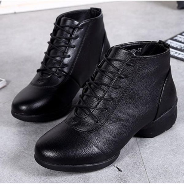 

boots women shoes winter anklet round toe thick sole comfortable platform dance for woman female keep warm botas de mujer, Black