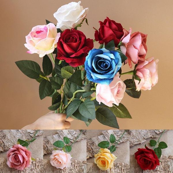 

valentine's day gifts artificial red roses flower beautiful floral arrangement for wedding bride bouquet home decor fake decorative flo