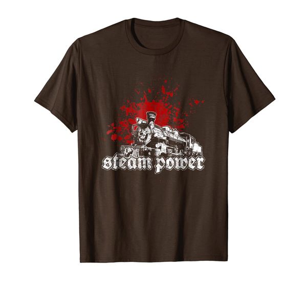 

steam power: vintage steam locomotive t-shirt, White;black