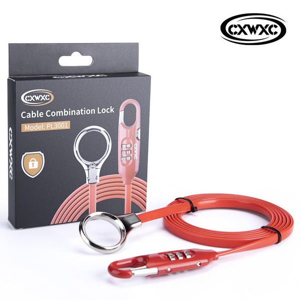 

bike locks 100% original cxwxc multifunctional steel cable code lock for bicycle 180cm long and portable storage zinc alloy pvc