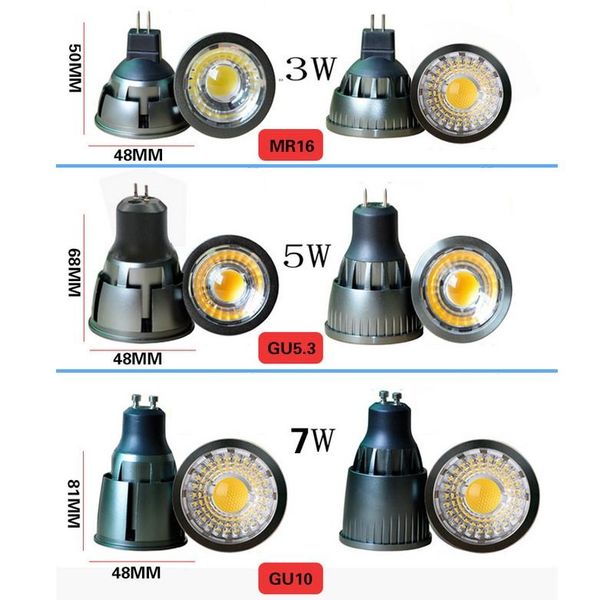 

bulbs super bright led gu10 cob bulb 7w 5w 3w 220v spot light spotlight lamp e27 e14 gu5.3 mr16 dimmable ac85v-265v