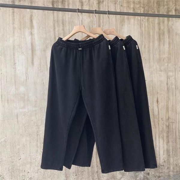 

men's pants washed represent sweatpants men 1:1 vintage cross women drawstring street cargo overalls, Black
