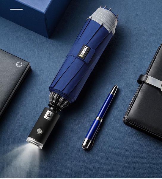 

umbrellas zuodu automatic reverse umbrella men led luminous windproof folding business strong rain car high quality