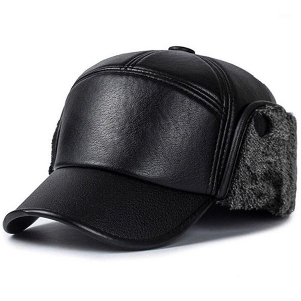 

ball caps fashion men leather trapper hat baseball cap outdoors hunting ear flap winter women casual visor adjustable, Blue;gray