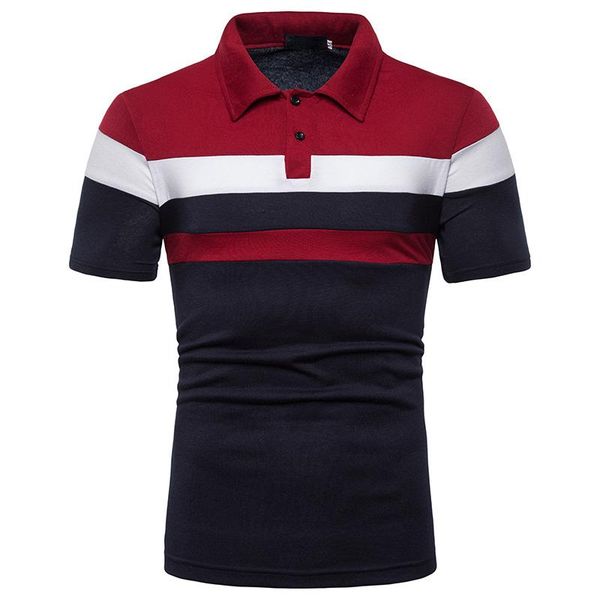 

men's polos short sleeve t-shirt striped color combination fashion lapel collar high-end breathable casual clothing, White;black