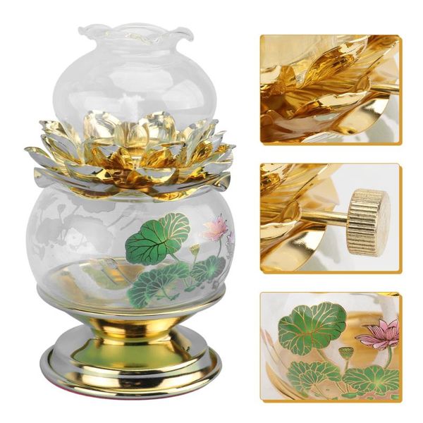 

1pc colorful lotus shaped lamp buddha hall ornament home light decoration candles