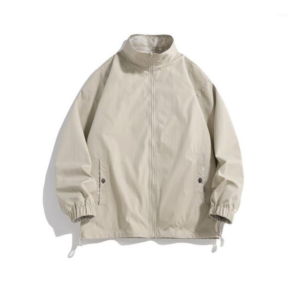 

men's jackets double-sided wear mens 2021 autumn street outdoor jacket coats fashion solid color stand collar men outwear, Black;brown