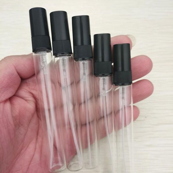 

clear perfume refillable bottle 2ml/3ml/5ml/10ml mini portable fine mist black sprayer atomizer jar storage bottles & jars