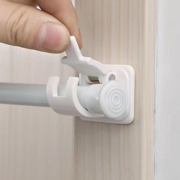 

hooks & rails 2pcs self adhesive curtain rod fixed clip hook hanging brackets holders bathroom room towel bar rail clamps clips