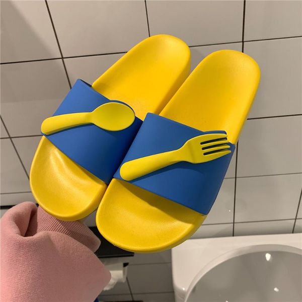 

slippers 2021 summer female cartoon lovely outside wear indoor home with fashionable personality tableware, Black