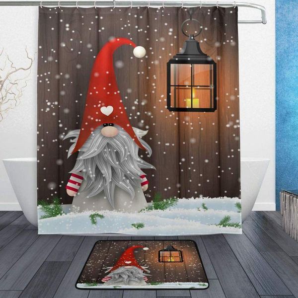 

christmas 3d digital cute printing curtain no face santa claus snowflake shower with hook bathroom curtains
