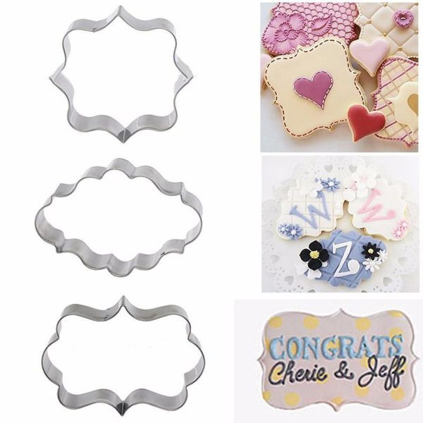 

3pcs fondant biscuit stainless steel mold frame cake decorating tools diy oval square rectangle cookie cutters kitchen tool baking moulds
