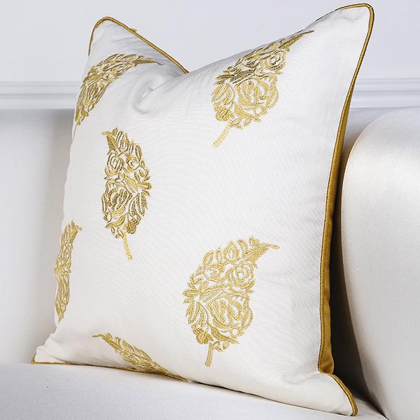 

cushion/decorative pillow dunxdeco cushion cover decorative case modern simple golden feather embroidery artistic coussin sofa chair