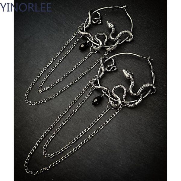 

dangle & chandelier goth snake hoop earrings wiccan creative gothic jewelry punk rock vintage statement fashion women gift accessories 2021, Silver