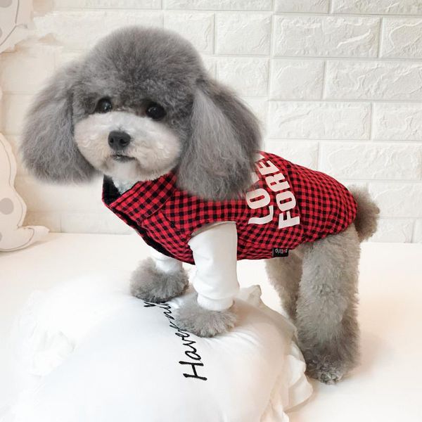 

dog apparel autumn and winter wear on both sides two feet clothes pet warm coats plaid styles for small dogs
