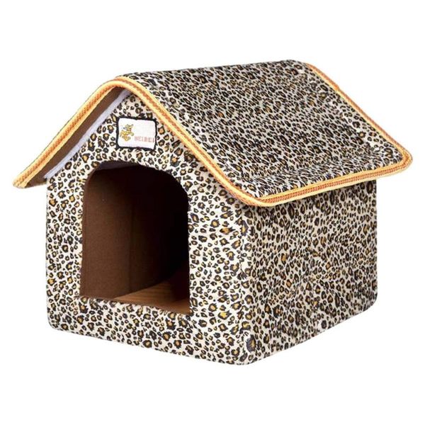 

cat beds & furniture pet house tent large lounger leopard warm soft mat basket cozy kitten cave for cats and small dogs waterproof