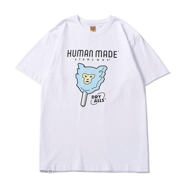 

men's t-shirts oversize women's clothes human made t-shirt cute cartoon pattern short sleeves loose casual tshirt, White;black
