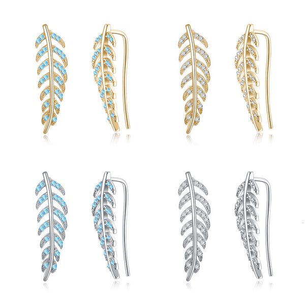 

sterling silver women's necklace ins niche luxury s925 leaf zircon earrings, Golden