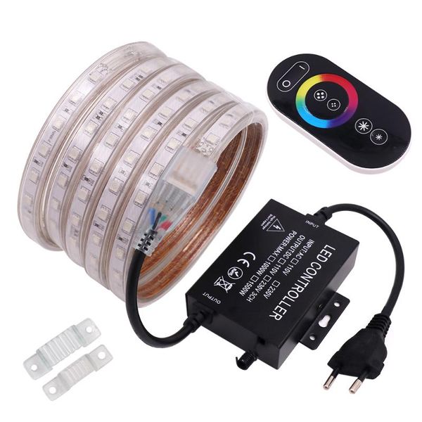 

strips rgb led strip light 220v 60led/m rf touch remote control waterproof 1500w controller tape ribbon home decoration