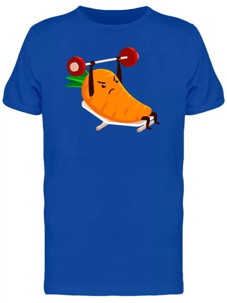 

carrot lifting weights cartoon tee men's -image by shutterstock, White;black