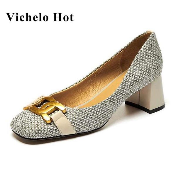 

dress shoes vichelo round toe high heel metal decoration fashion french romantic beauty lady daily wear slip on women pumps l72, Black