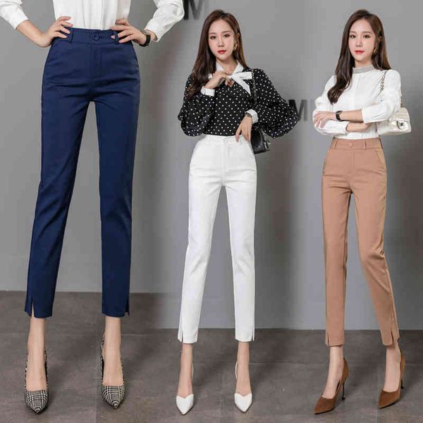 

women's pants & capris workwear hight quality elastic slim office lady candy-colored women high waist cotton casual trousers fashi, Black;white
