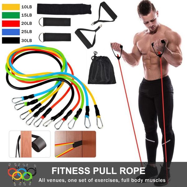 

6-17pcs expander pull rope yoga band tube resistance bands set elastic rubber training workout gym fitness equipment