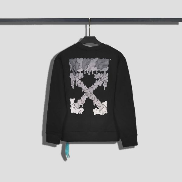 

off style white gradient water drop arrstyle crew neck sweater, Black