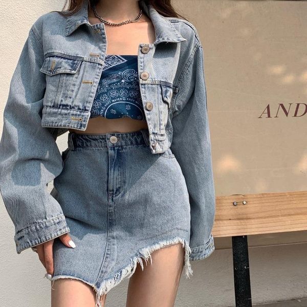 

women's jackets vintage port style cowboy short coat women's wear thin summer sunscreen loose outside with long sleeve top, Black;brown