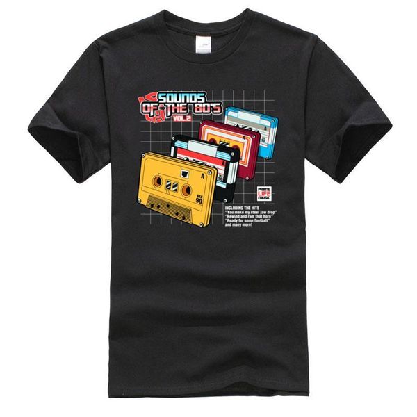 

men's t-shirts vintage punk 80s sound cassette, White;black