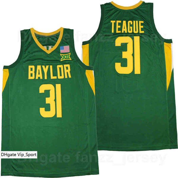 

baylor college basketball 31 macio teague jersey men university green team color breathable pure cotton sports shirt uniform moive excellent, Black